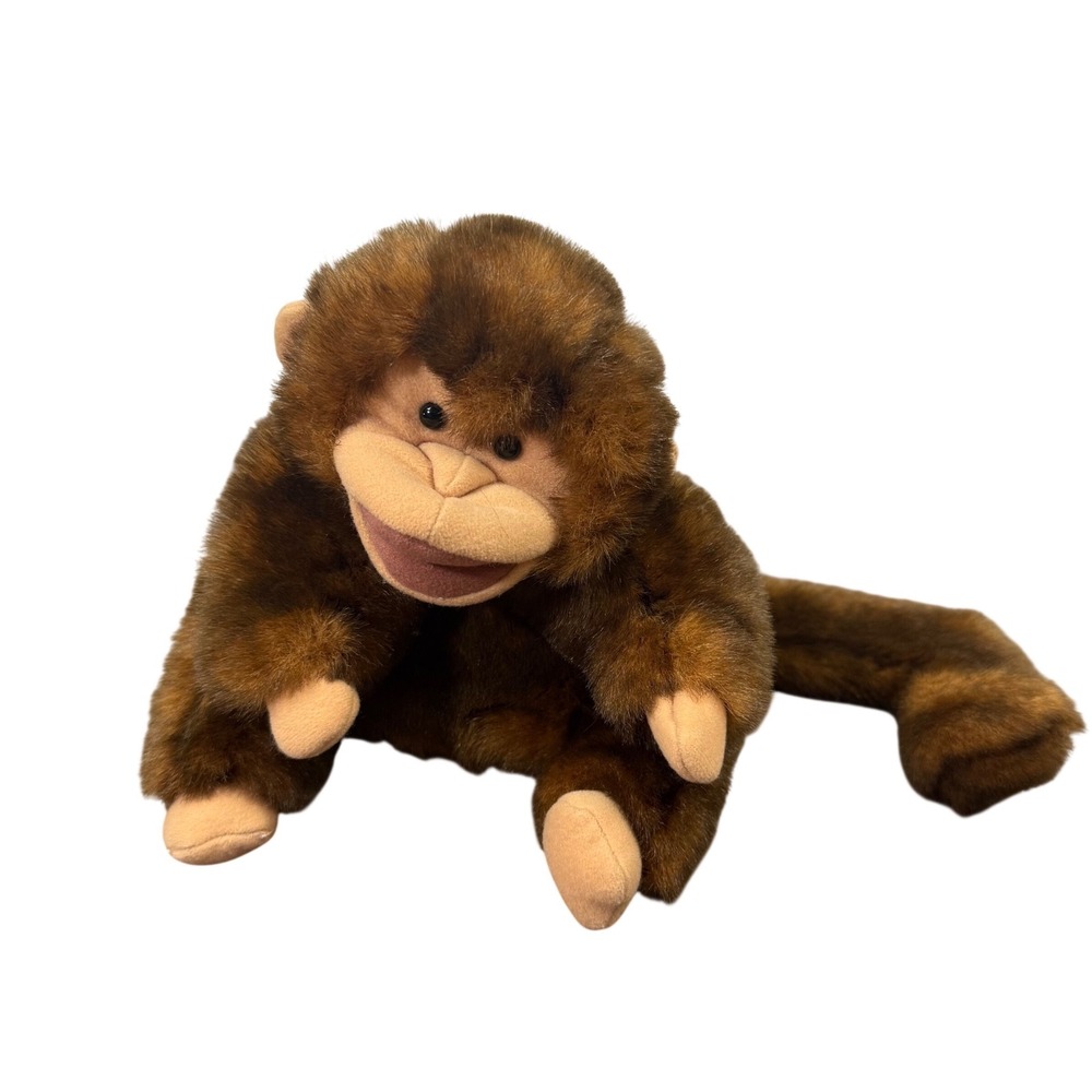 Folkmanis Monkey Plush Puppet Brown Long‎ Tail Stuffed Animal Toy